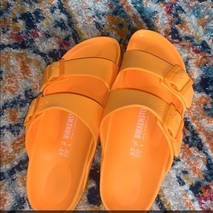 Orange rubber Birkenstocks never worn